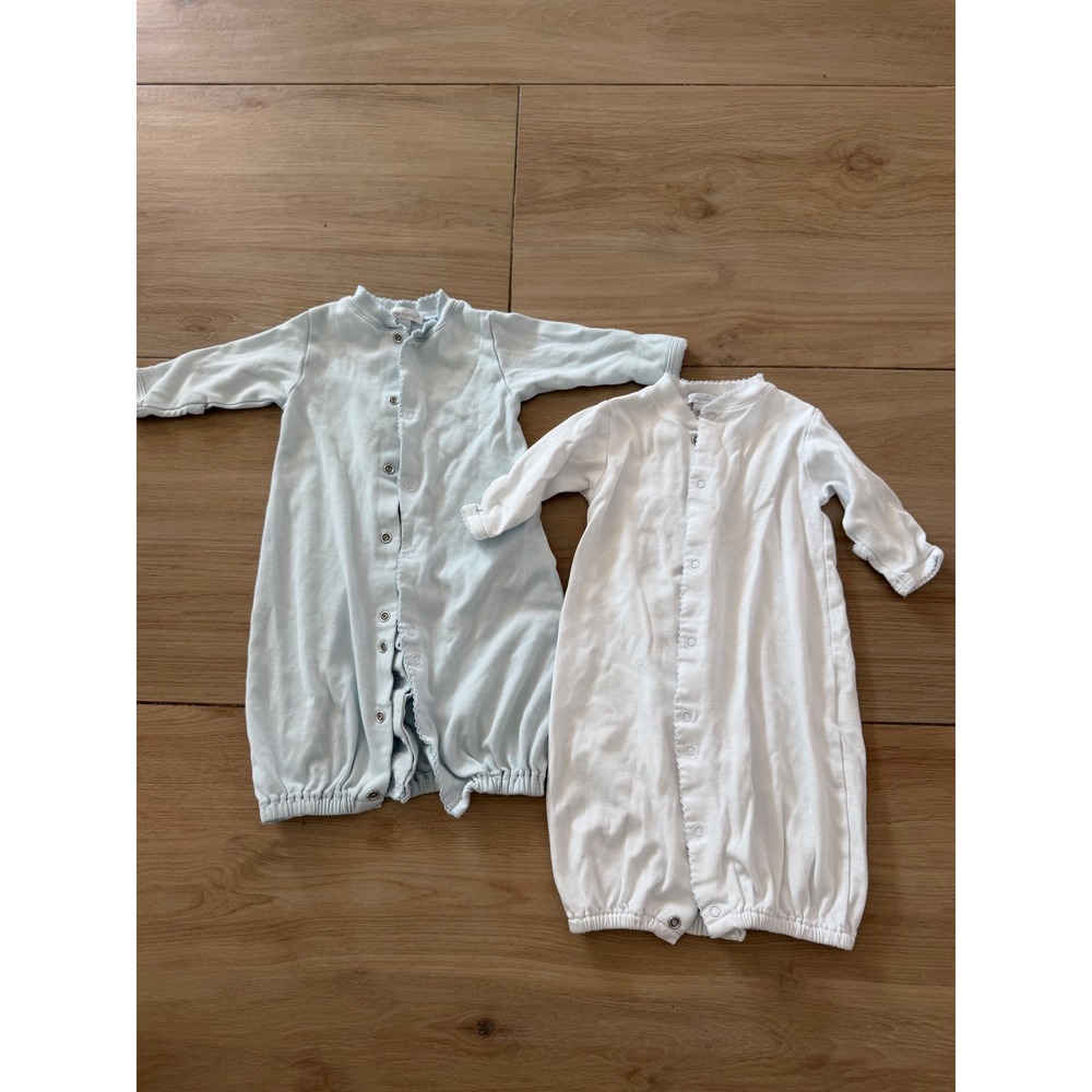 Kissy Kissy Newborn Pima Cotton Converter Gown Romper Set Blue White 2 Pack NB
